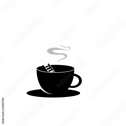 black coffee on the stairs icon design concept