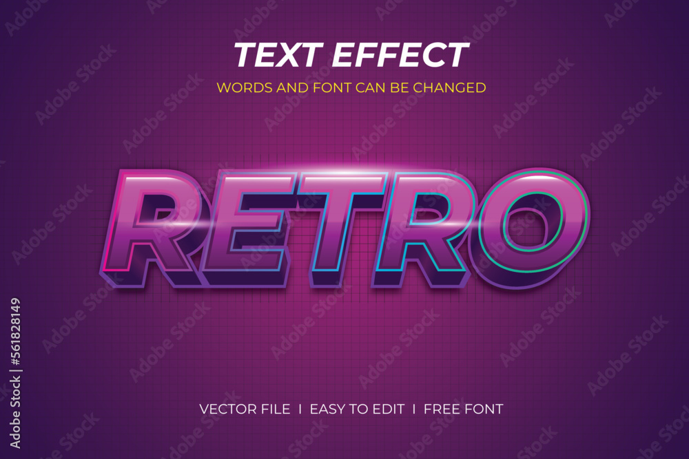Retro Text Effect with Editable Text, Alphabet Font. Retro Text Effect with Editable Text, Alphabet Font.