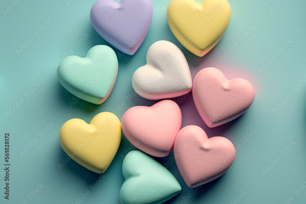 candy sweethearts on a light pastel background made by generative ai candy sweethearts on a light pastel background made by generative ai