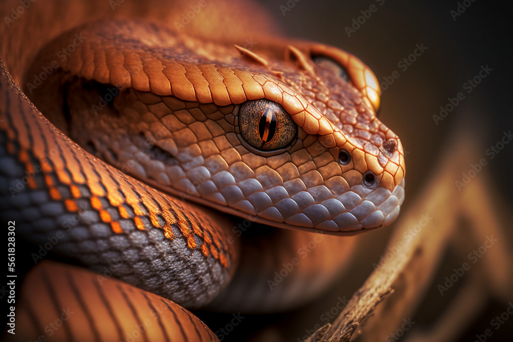 Fototapeta premium portrait of a copperhead snake made by generative ai