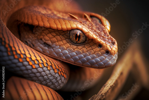 portrait of a copperhead snake made by generative ai photo