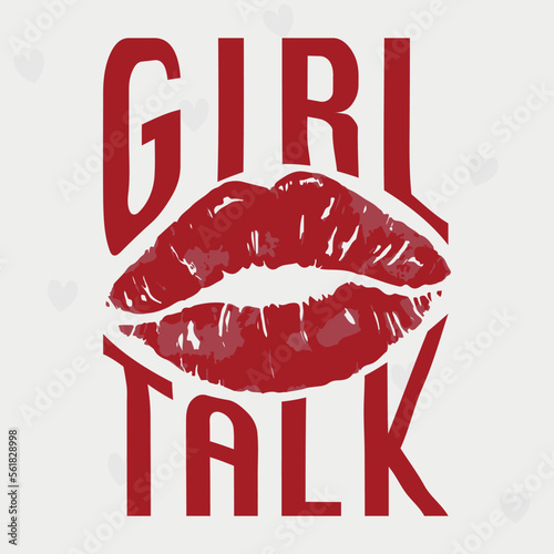 girl talk red lips illustration quote vector