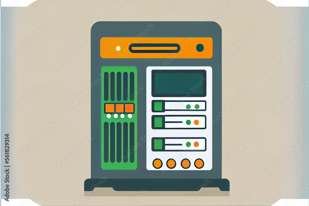 A flat design icon of a server.. Generative AI A flat design icon of a server.. Generative AI