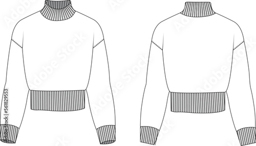 girls women sweater technical drawing cad