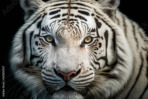 Canvas Print white tiger portrait illustration made by generative ai