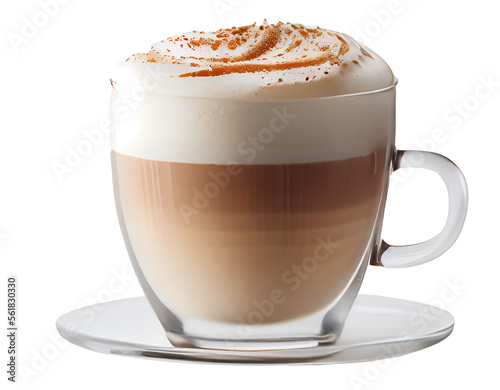 Fotografija Cup of hot cappuccino coffee. Illustration Generative AI