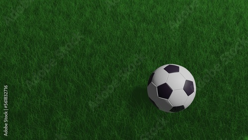 soccer ball on green grass 3D