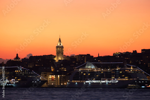 Cityscape night view of Istanbul, TURKEY