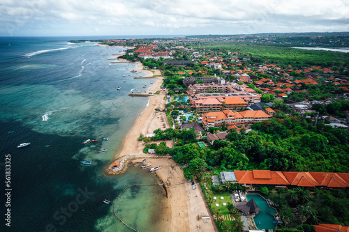 Bali Indonesia Ubud Nusa Dua Hotel beach crystal clear blue water sea ocean nature architecture travel tourist drone aerial view