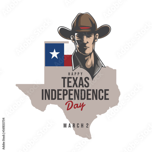 March 2 is Texas Independence Day. Holiday concept with male and flag