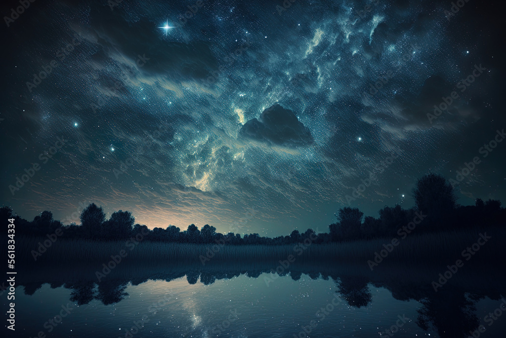 Night starry sky. Night cloudy sky. Generative AI