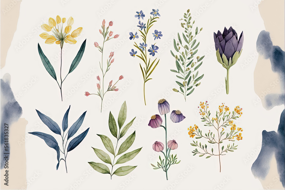 Watercolor Flowers On Paper Generative AI Watercolor Flowers On Paper Generative AI