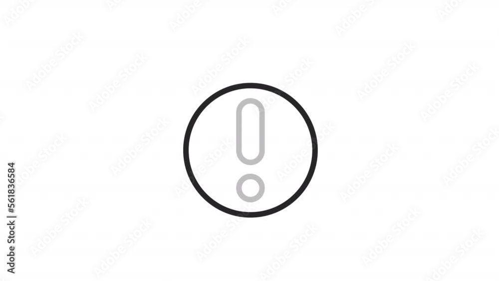 Animated attention linear icon. Exclamation mark. Error and problem. Warning sign. Seamless loop HD video with alpha channel on transparent background. Outline motion graphic animation Animated attention linear icon. Exclamation mark. Error and problem. Warning sign. Seamless loop HD video with alpha channel on transparent background. Outline motion graphic animation