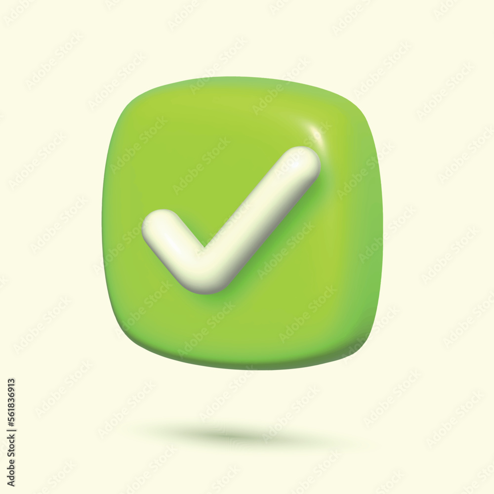 3D Realistic check mark button. Vector 3D Realistic check mark button. Vector