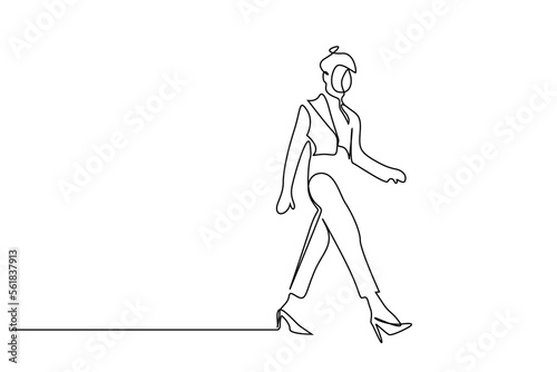 young fit attractive business woman walking wearing heels