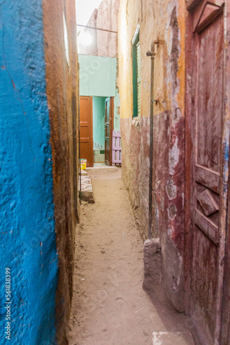 Narrow alley at the Elephantine island in Aswan  Egypt