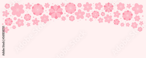 Wallpaper Mural Spring blossoms, blooms, pink flowers border on white, with copy space. Flat style vector illustration. Abstract geometric design. Concept for seasonal promotion, sale, advertising, poster, banner Torontodigital.ca