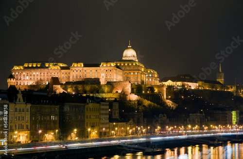 Buda Castle reflected in the Danube, Budapest, Hungary