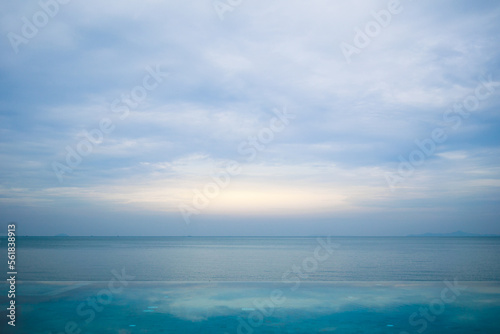 Beautiful calm sea and nice blue sky. © Attayoot