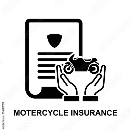 Motorcycle insurance icon. motorbike protection in case of road accident isolated on white background vector illustration.