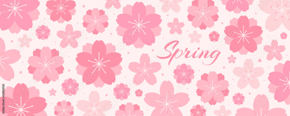 Spring blossoms, blooms, pink flowers background, with copy space. Flat style vector illustration. Abstract geometric design. Concept for seasonal promotion, sale, advertising, poster, banner, card Spring blossoms, blooms, pink flowers background, with copy space. Flat style vector illustration. Abstract geometric design. Concept for seasonal promotion, sale, advertising, poster, banner, card