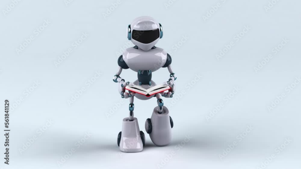 Fun 3D robot walking and reading a book Fun 3D robot walking and reading a book