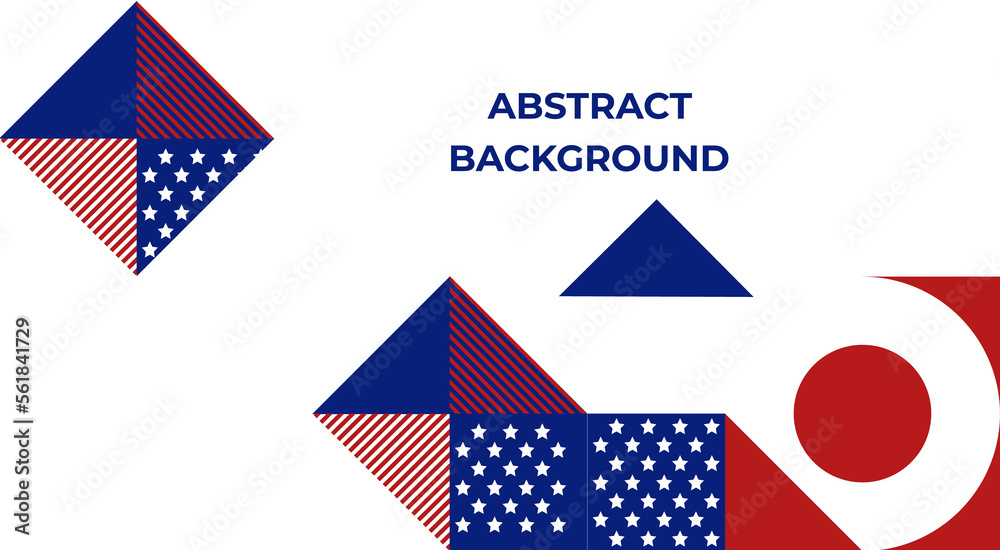 Abstract pattern, background of geometric shapes with space for text. USA colors. Happy President's Day. Template for background, invitations, greetings, web. Abstract pattern, background of geometric shapes with space for text. USA colors. Happy President's Day. Template for background, invitations, greetings, web.