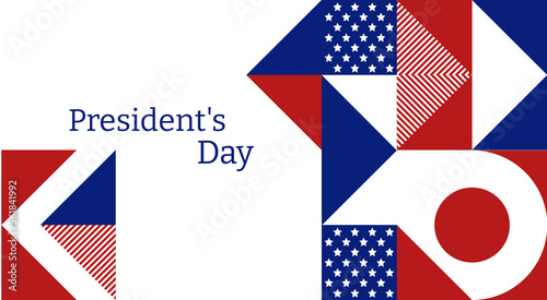 Abstract pattern, background of geometric shapes with space for text. USA colors. Happy President's Day. Template for background, invitations, greetings, web.