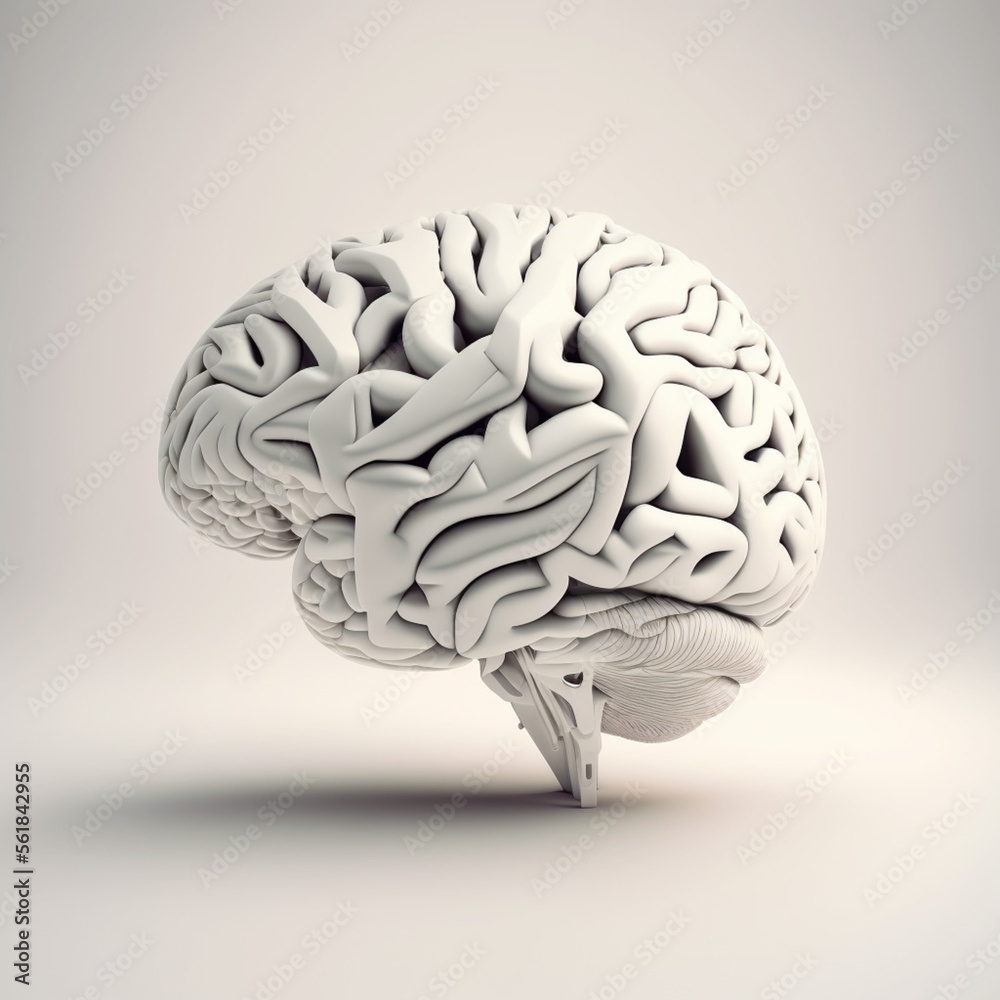 Brain on a light background. Generative AI. Brain on a light background. Generative AI.