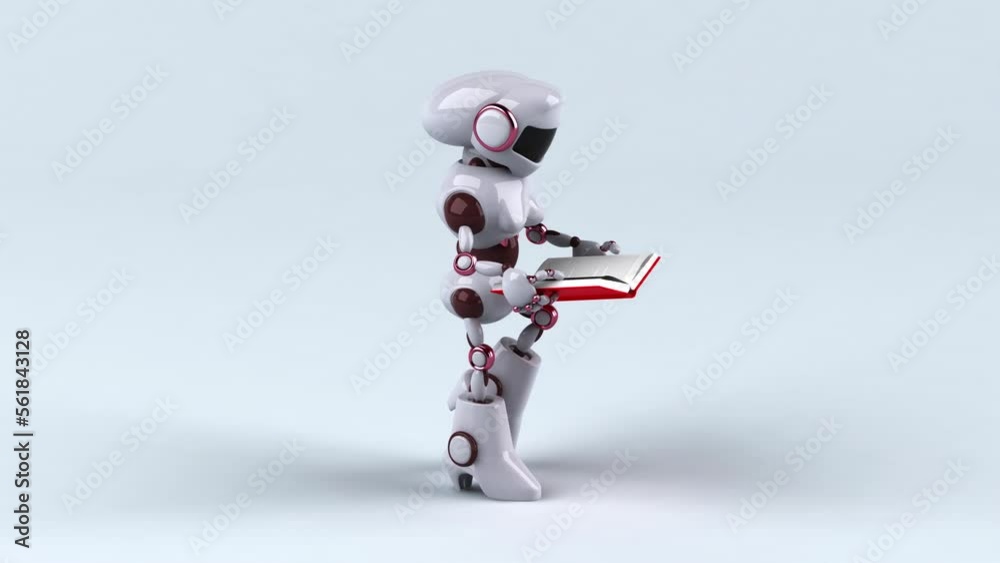 Fun 3D robot walking and reading a book Fun 3D robot walking and reading a book
