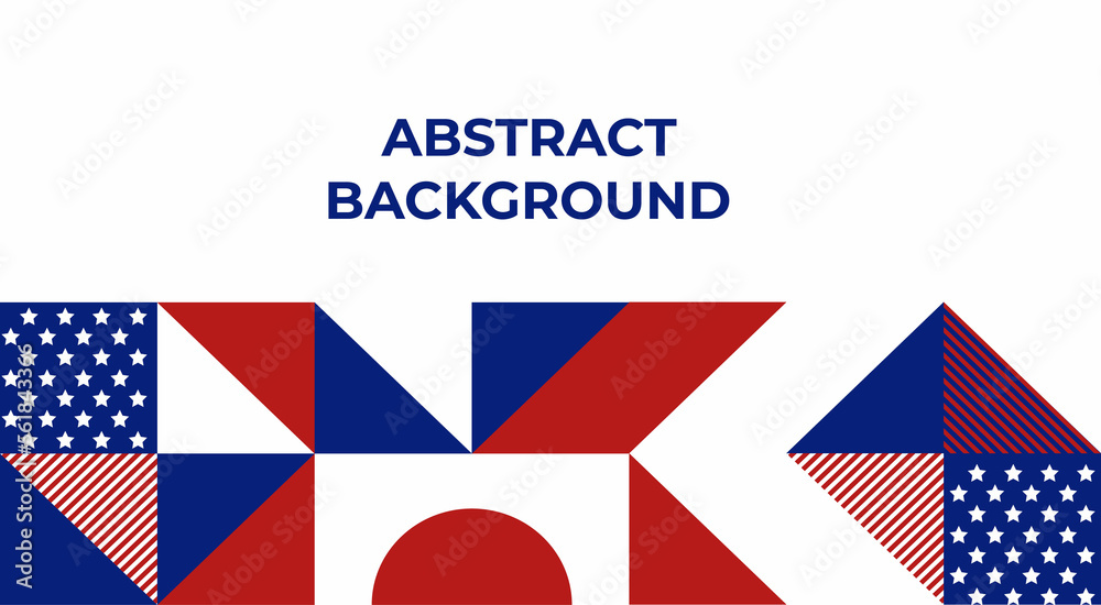Abstract pattern, background of geometric shapes with space for text. USA colors. Happy President's Day. Template for background, invitations, greetings, web. Abstract pattern, background of geometric shapes with space for text. USA colors. Happy President's Day. Template for background, invitations, greetings, web.