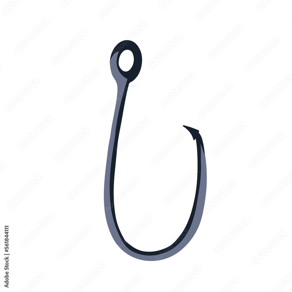 Flat cartoon fish hook vector illustration isolated on white background. Fisherman tool equipment drawing with simple flat art style. Flat cartoon fish hook vector illustration isolated on white background. Fisherman tool equipment drawing with simple flat art style.