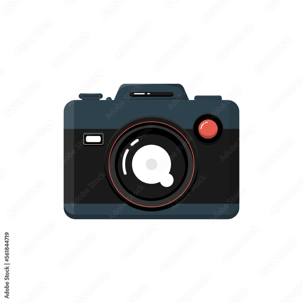 Digital camera front on isolated background, Vector illustration.