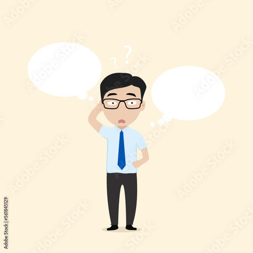 Wallpaper Mural Businessman and speech balloon with question mark thinking. Concept for Making decision in business Torontodigital.ca