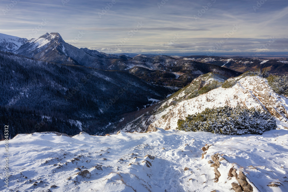 Winter landscape of snowy Tatra Mountains. Poland