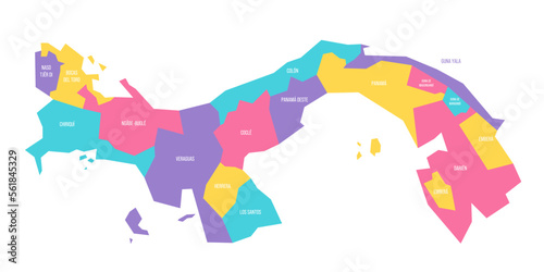 Panama political map of administrative divisions - provinces. Colorful vector map with labels.
