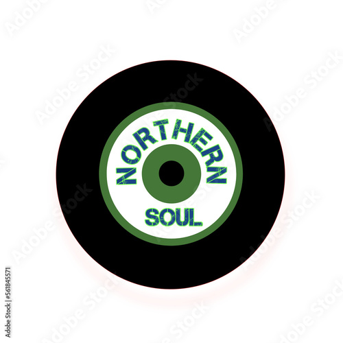 Northern Soul vinyl record logo in vintage muted  green colours