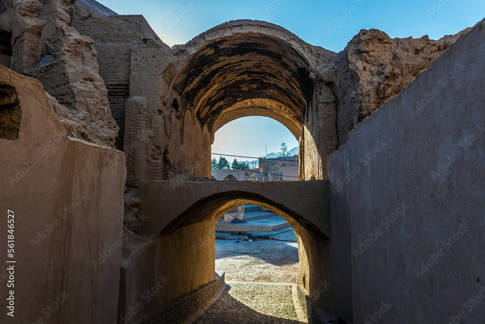 Gateway of old Kharanaq historic town in Yazd Province, Iran