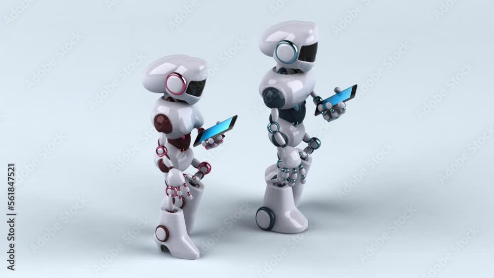 Fun 3D robot walking and using a smartphone Fun 3D robot walking and using a smartphone