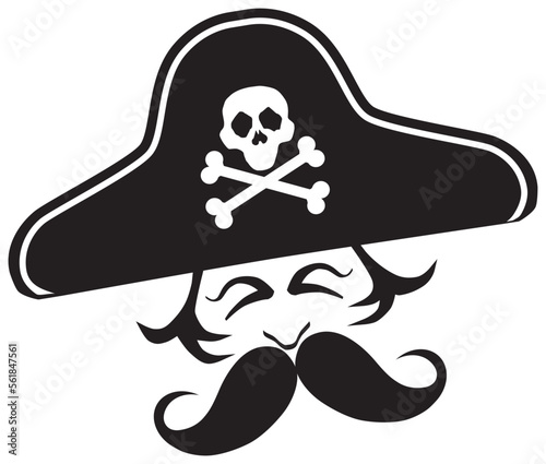 Cartoon Pirate with Curly Mustache