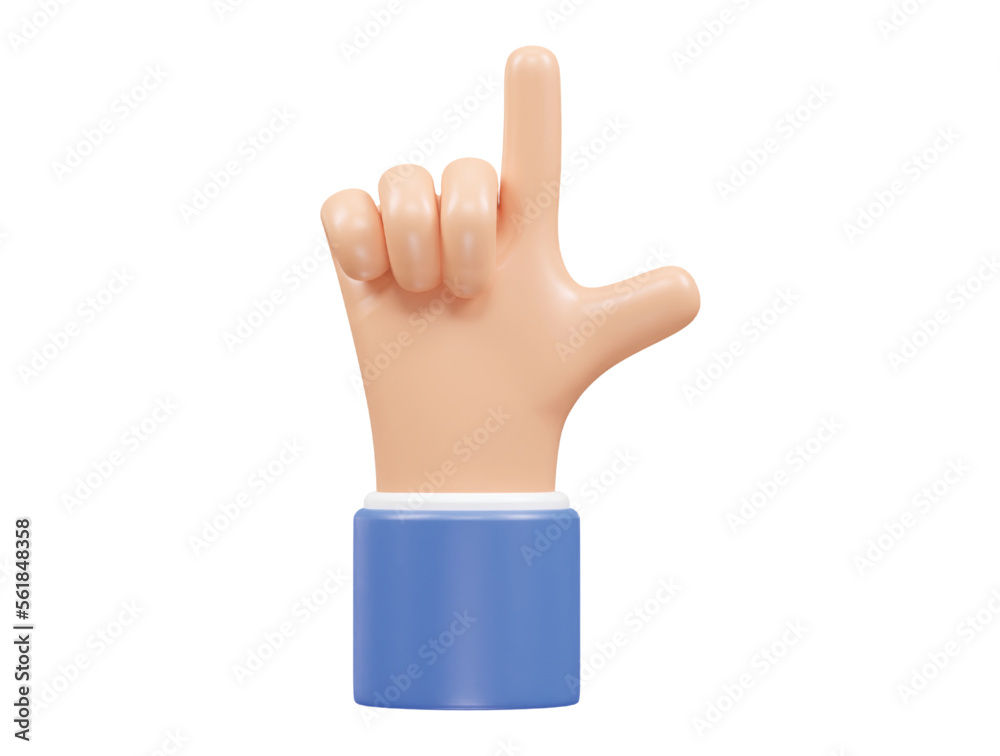 Hand 3d vector icon illustration rendering transparent element
