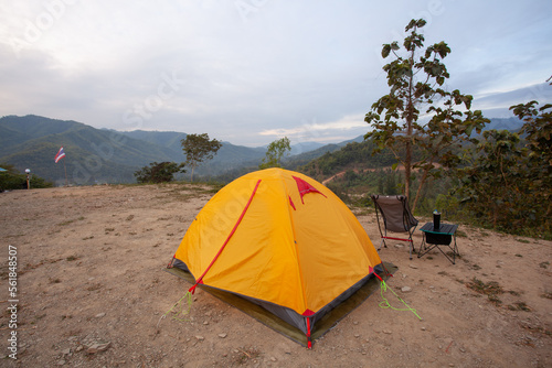 Camping on the mountain in Suan Phueng District Ratchaburi Province, Thailand.