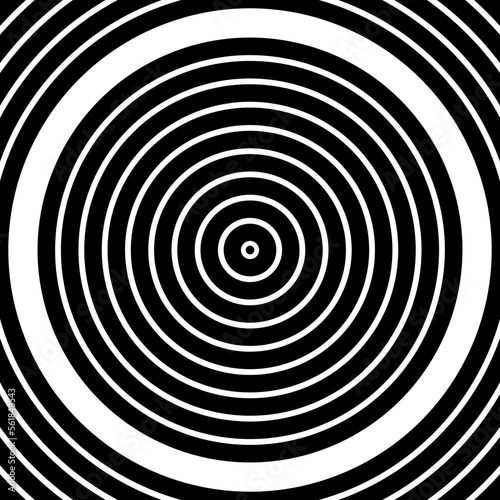 Circle Lines Pattern. Abstract Geometric Black and White Background.