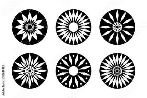 Abstract Circle Flower Icons. Design Elements Set.