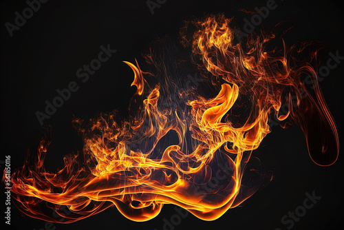 Fire flames on black background. abstract fire flame background. Generative AI