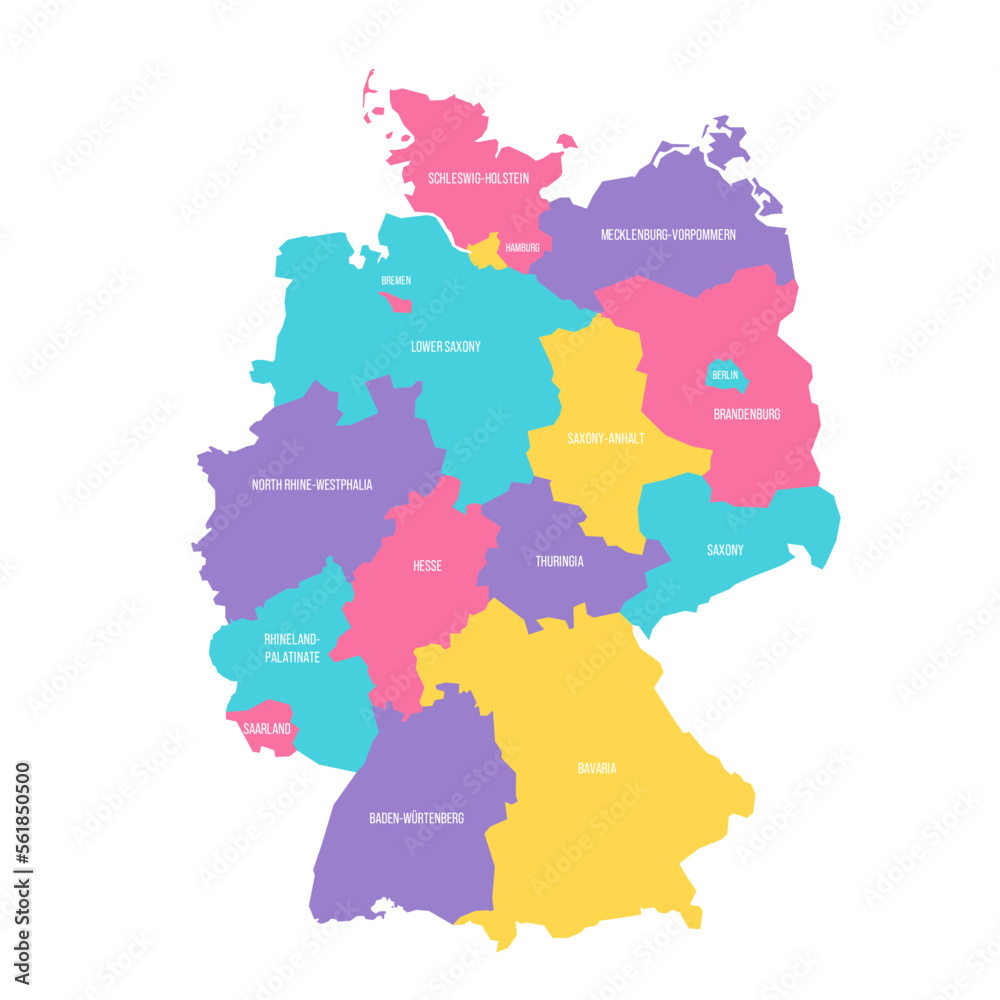 Germany Political Map Of Administrative Divisions Federal States Colorful Vector Map With 1518