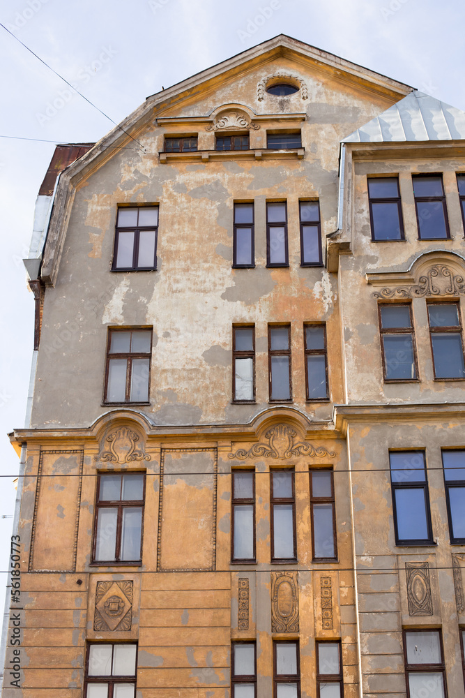 Fototapeta premium Ancient european architecture, old brick and stone buildings