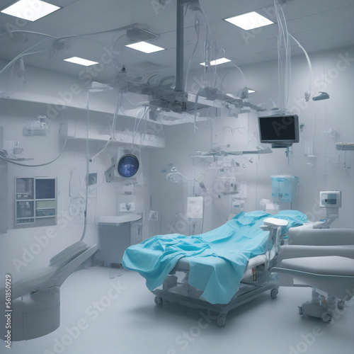 nterior of operating room in modern clinic
