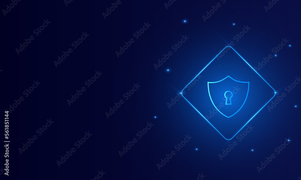 Fototapeta premium Cyber security technology concept , Shield With Keyhole icon with world map background , personal data , vector illustration. 