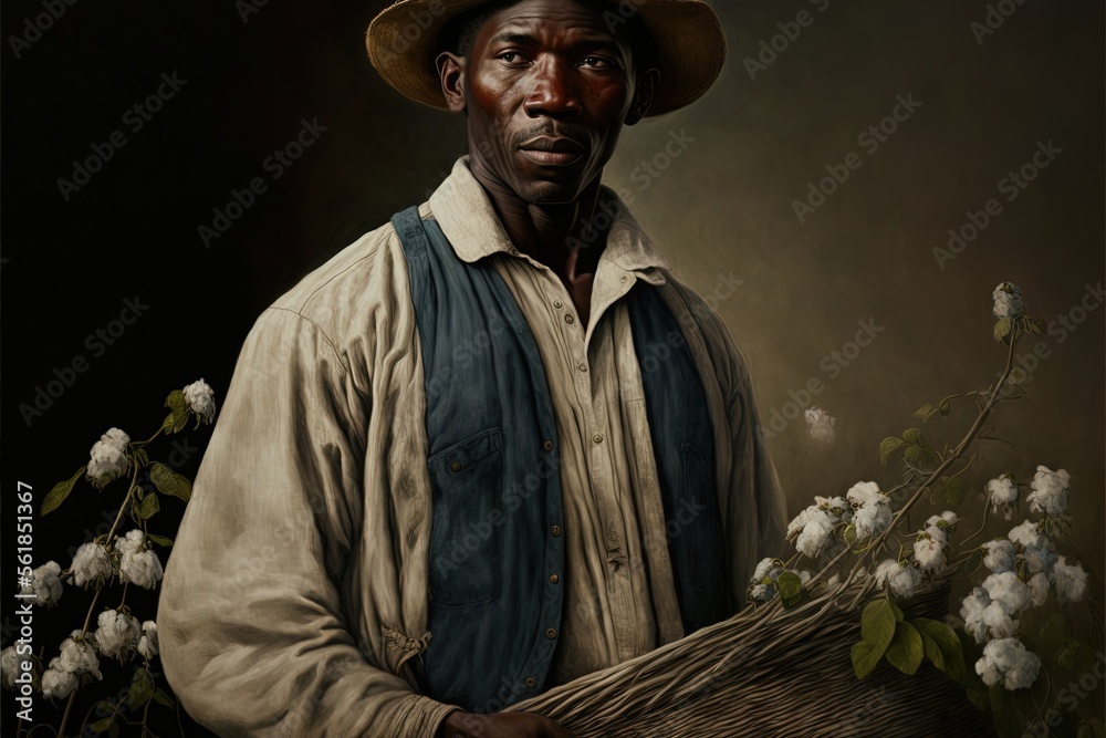 black man cotton collector generative ai portrait Stock Illustration ...